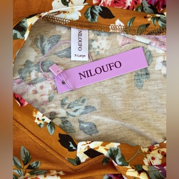 Niloufo - Womens Floral Print Top Sz XL - Picture 8 of 8